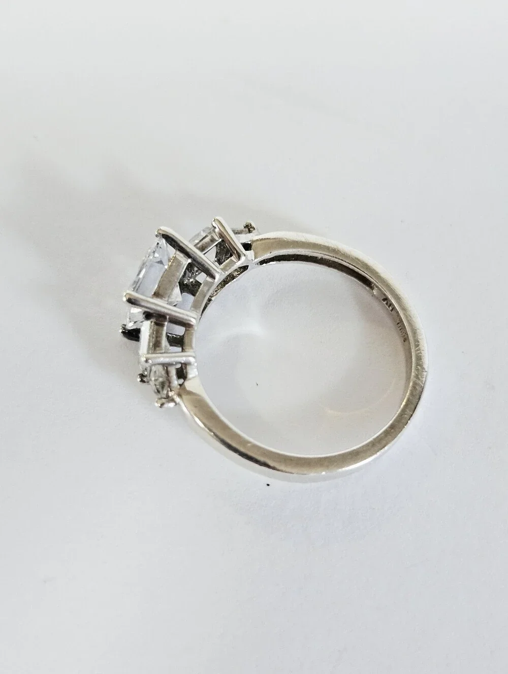 Vintage Sterling Silver 925 Princess Trillion Cut Cubic Zirconia Engagement Ring